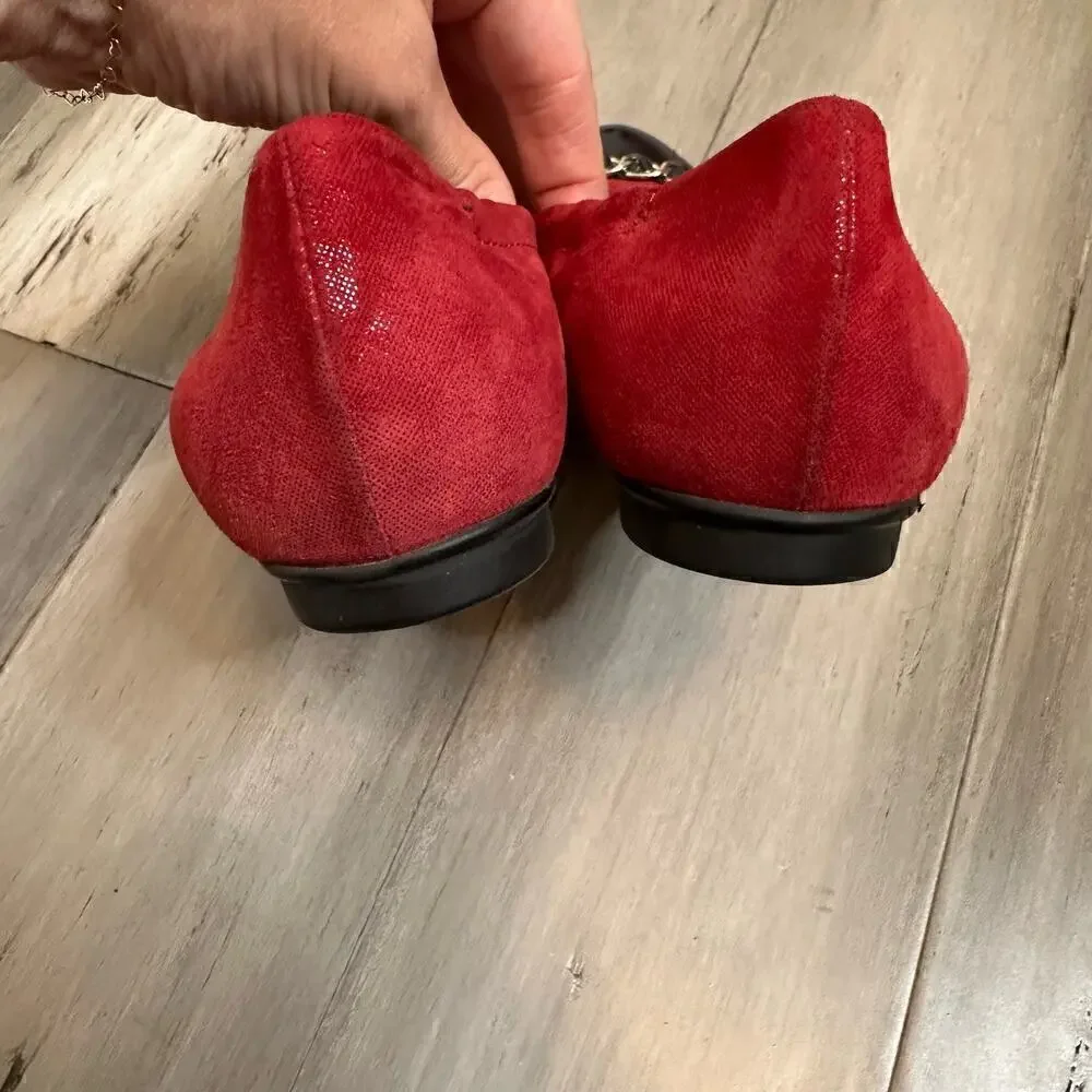 AGL Attilio Giusti Leombruni Patent Toe Ballet Flats Women's Red Black Size 38